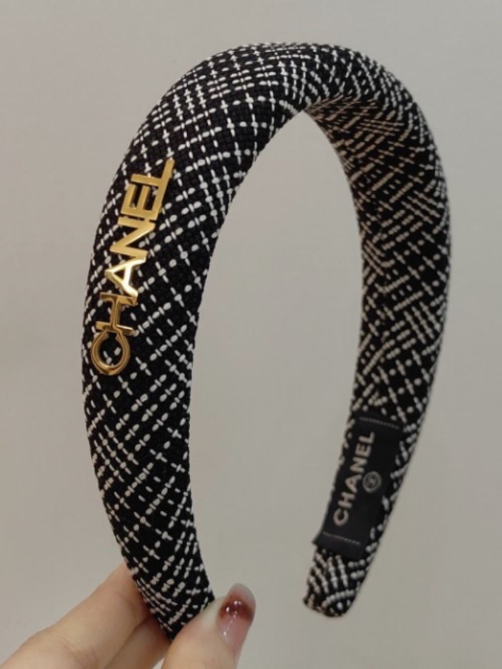 Black Headband with Gold Accents New